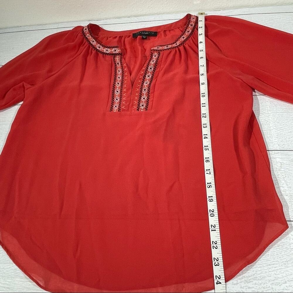 Sanctuary Burnt Orange Sheer Long Sleeve Shirt Size Medium - Picture 9 of 15